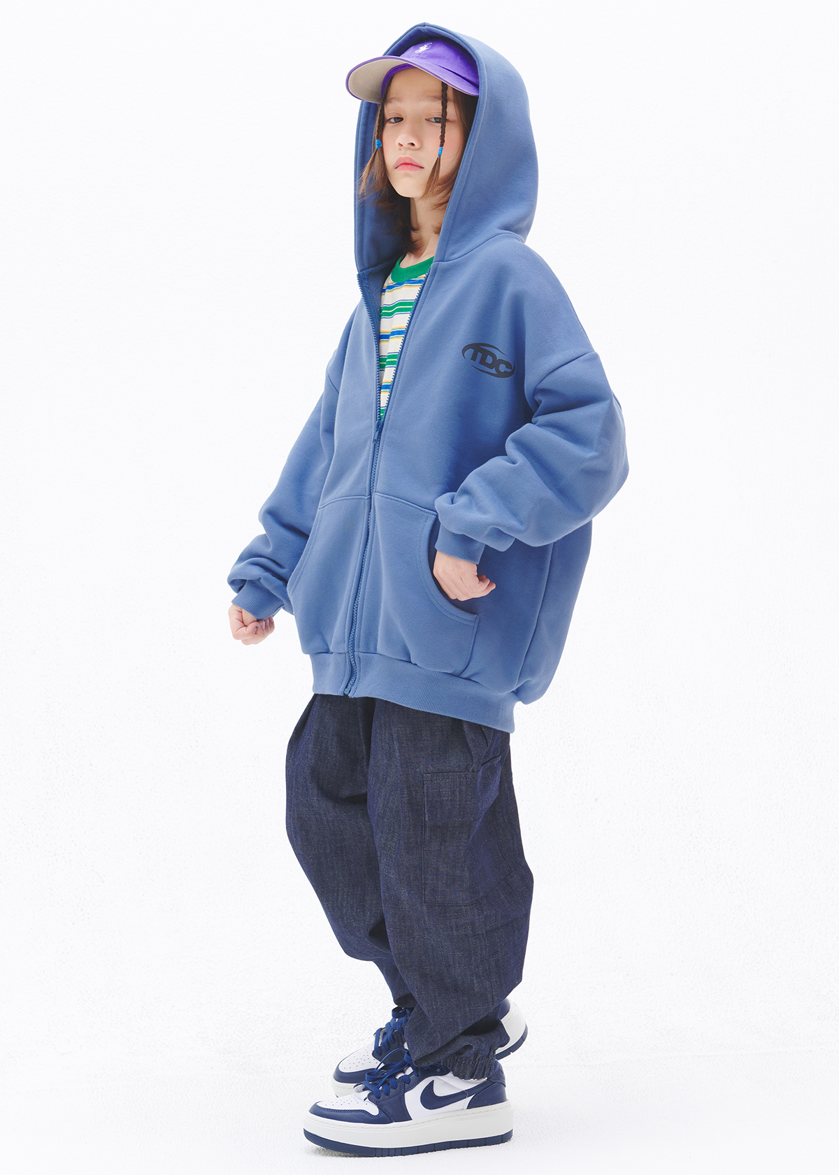 TDC HOODED ZIP UP_BLUE